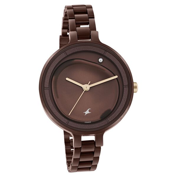 Fastrack MetaWe Quartz Analog Brown Dial Stainless Steel Strap Watch For Girls - image number 1