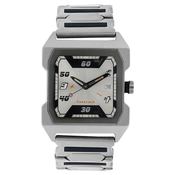 Fastrack Quartz Analog Silver Dial Stainless Steel Strap Watch for Guys - image number 0