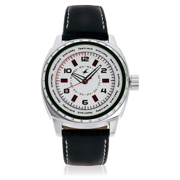 Fastrack Quartz Analog Silver Dial Leather Strap Watch for Guys - image number 0
