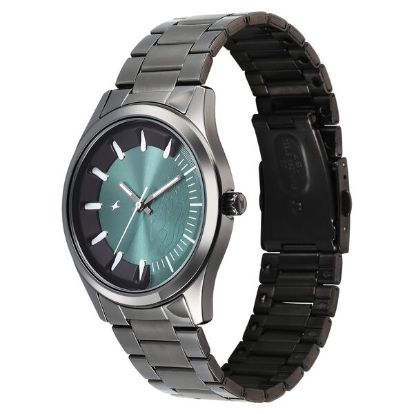 Fastrack Wild Quartz Analog Green Dial Gun Metal Strap Watch For Guys - image number 5