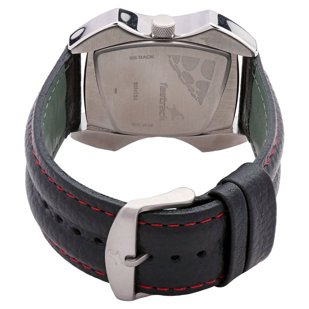 Buy Online Fastrack Quartz Analog with Date Black Dial Leather Strap Watch for Guys ne3024sl01 Fastrack