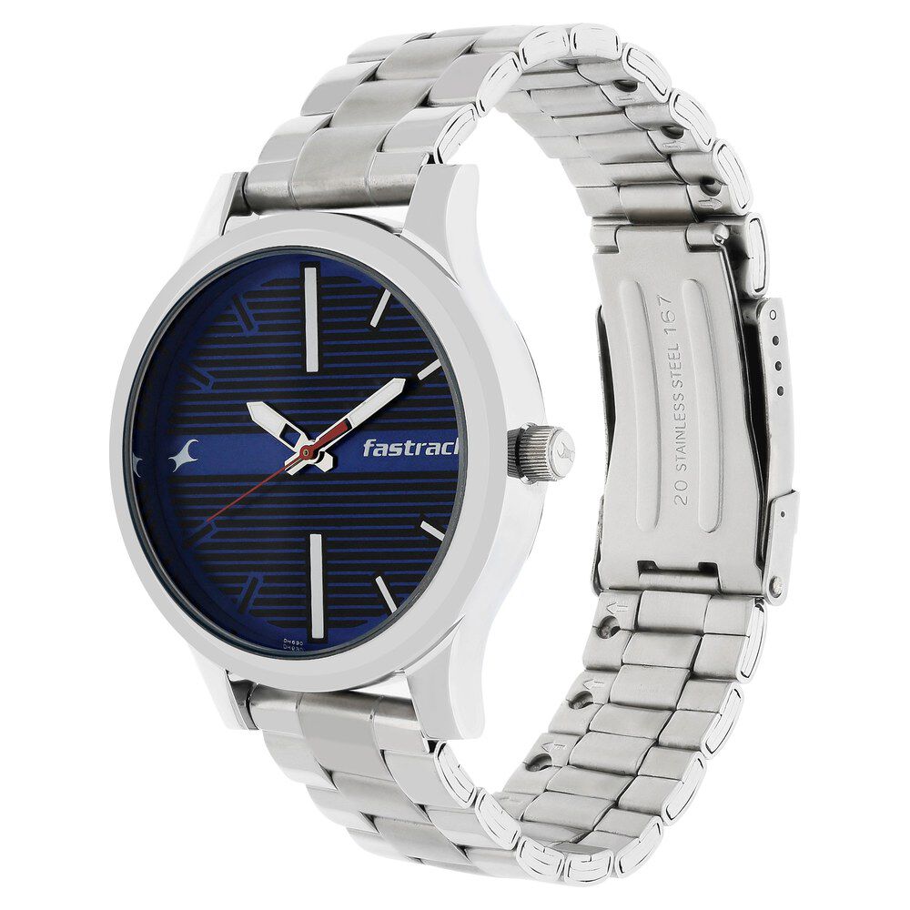 Fastrack Fundamentals Quartz Analog Blue Dial Stainless Steel