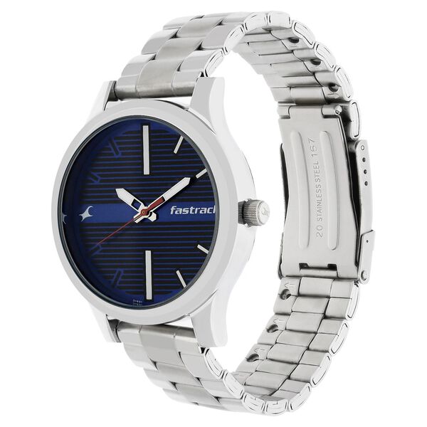 Fastrack Fundamentals Quartz Analog Blue Dial Stainless Steel Strap Watch for Guys - image number 2