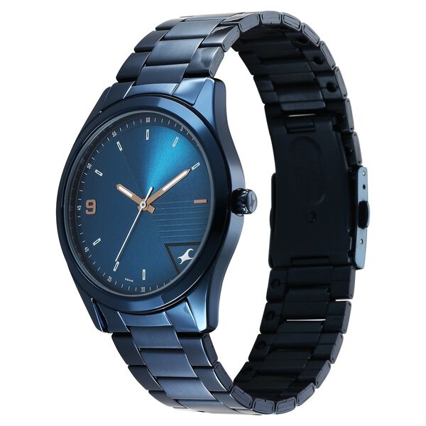 Fastrack Stunners Quartz Analog Blue Dial Blue Metal Strap Watch For Guys - image number 2
