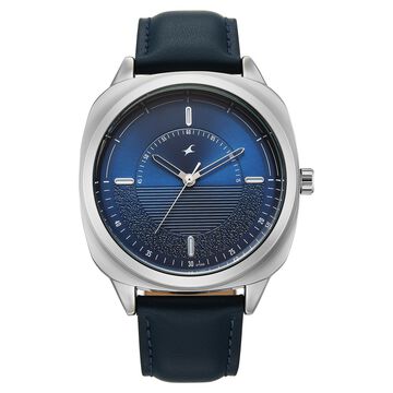 Fastrack Stunners Quartz Analog Blue Dial Grey Leather Strap Watch For Guys