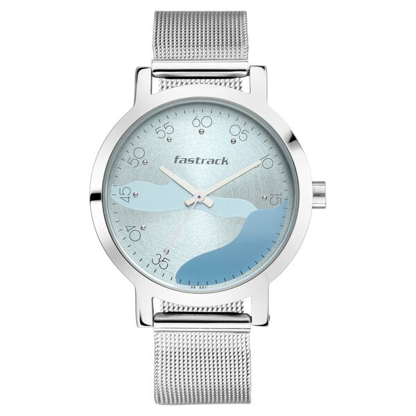 Fastrack Bare Basics Quartz Analog Blue Dial Stainless Steel Strap Watch for Girls - image number 2