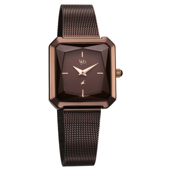 Fastrack Vyb Flare Quartz Analog Brown Dial Stainless Steel Strap Watch for Girls - image number 2