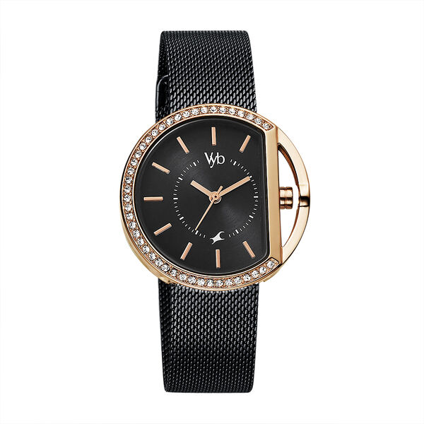 Fastrack Vyb Showstopper Quartz Analog Black Dial Stainless Steel Strap Watch for Girls - image number 1
