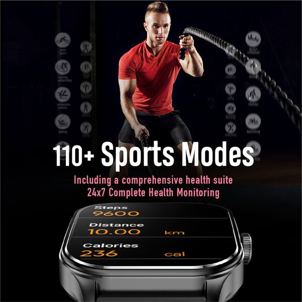 Fastrack Reflex Power|4.97 CM Super AMOLED Arched Display|410 x 502 Pixel Resolution|IP68 WR With Red Strap - image number 7