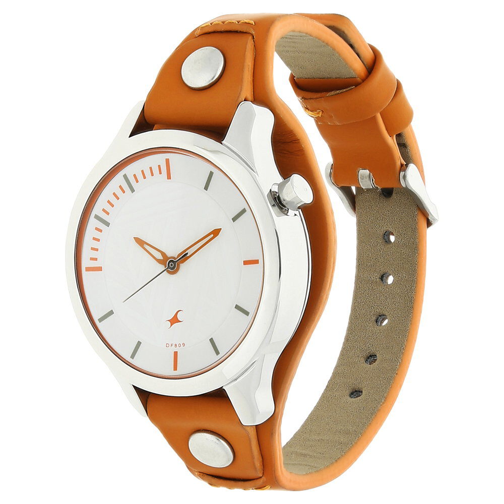 Fastrack Motorheads Quartz Analog White Dial Leather Strap Watch for Girls