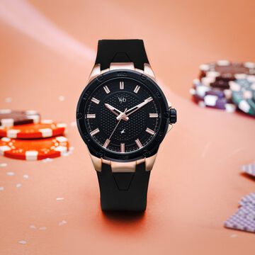 Vyb Challenger By Fastrack Quartz Analog Black Dial Silicone Strap Watch For Guys