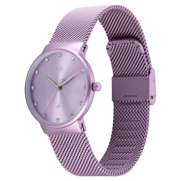 Fastrack Vyb Bliss Quartz Analog Purple Dial Lavender Color Metal Strap Watch For Girls - image number 3