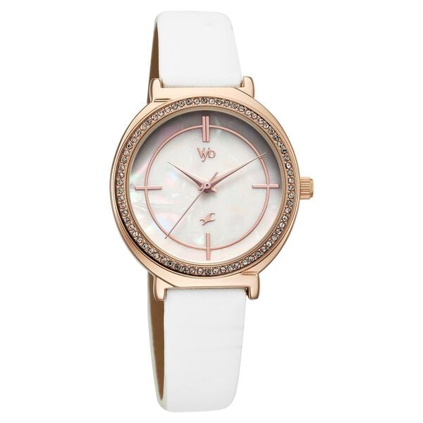 Fastrack Vyb Spotlight Quartz Analog Mother of Pearl Dial White Leather Strap Watch For Girls - image number 2