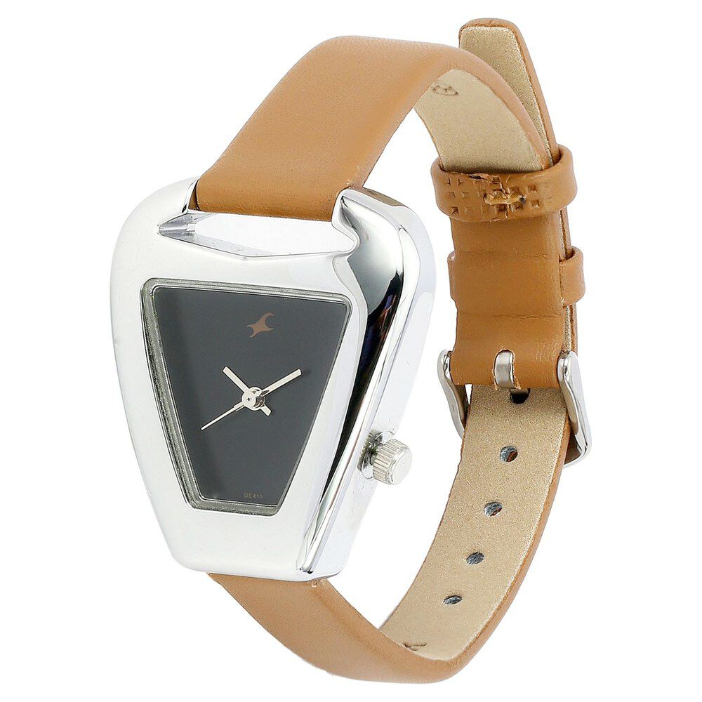Buy Online Fastrack Quartz Analog Black Dial Leather Strap Watch for Girls 6102sl02c Fastrack