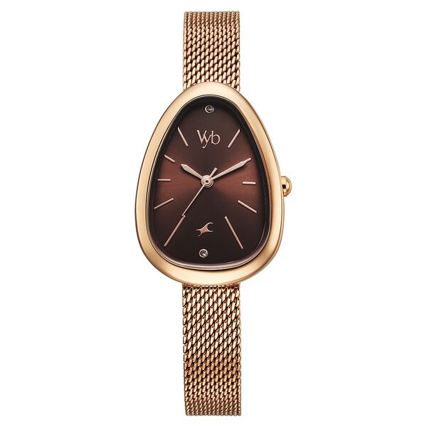 Vyb Prodigy By Fastrack Quartz Analog Brown Dial Metal Strap Watch For Girls - image number 2