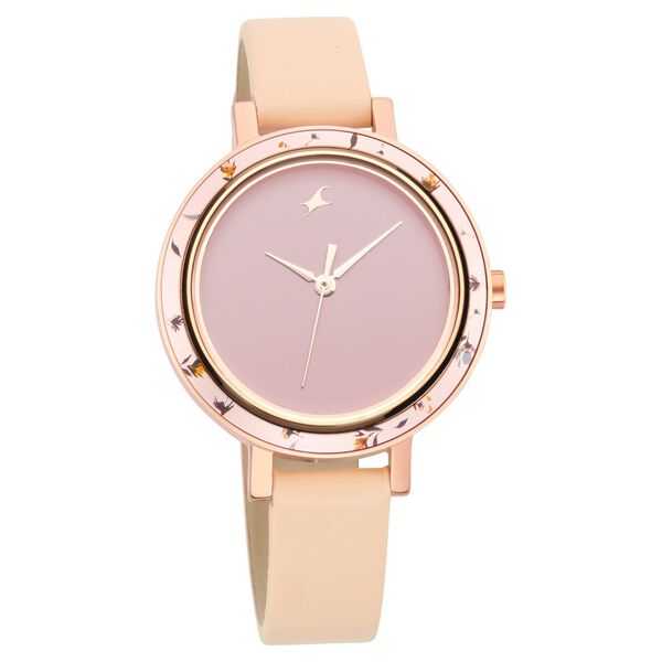 Fastrack Paint Me Quartz Analog Pink Dial Leather Strap Watch for Girls - image number 0
