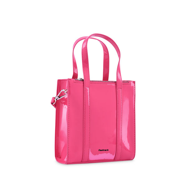Fastrack Faux Leather Zipper Satchel in Pink - image number 3