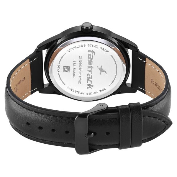 Fastrack Stunners Quartz Analog Green Dial Black Leather Strap Watch For Guys - image number 5