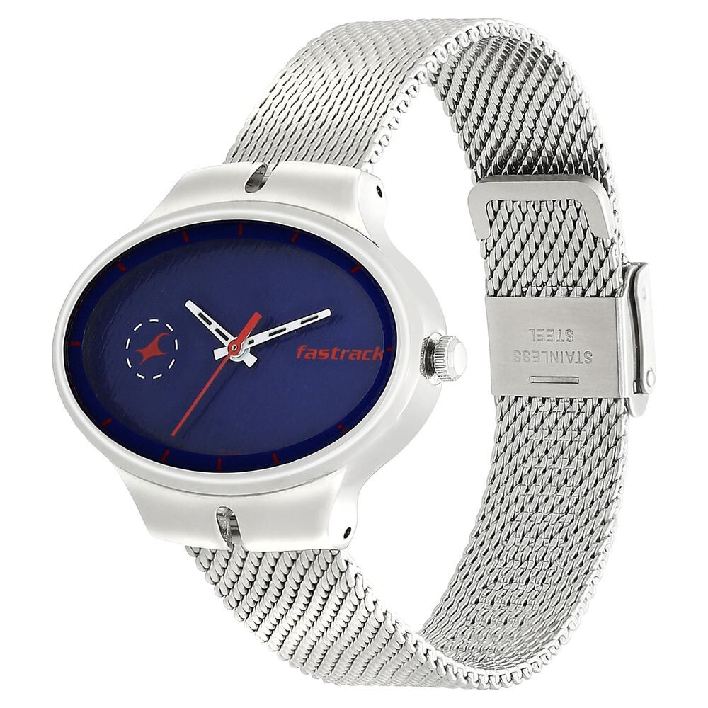 Fastrack Denim Quartz Analog Blue Dial Stainless Steel Strap Watch for Girls