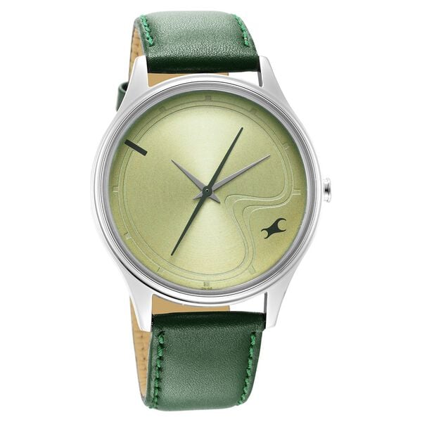Fastrack Stunners Green Dial Leather Strap Watch for Guys - image number 0