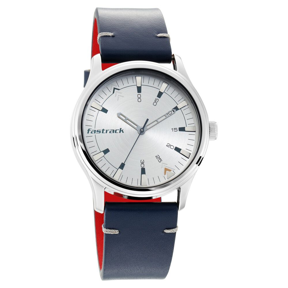 Buy Online Fastrack I Love Me Quartz Analog Silver Dial Leather Strap Watch for Guys nr3236sl01 Fastrack