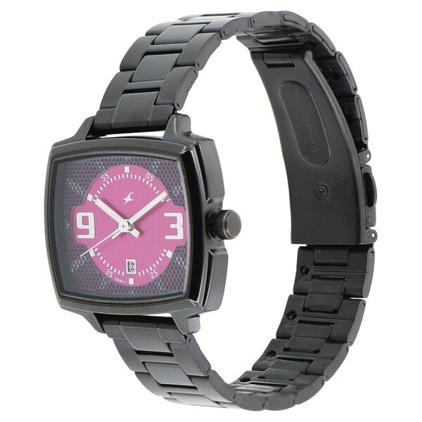 Fastrack Loopholes Quartz Analog with Date Pink Dial Stainless Steel Strap Watch for Girls - image number 1