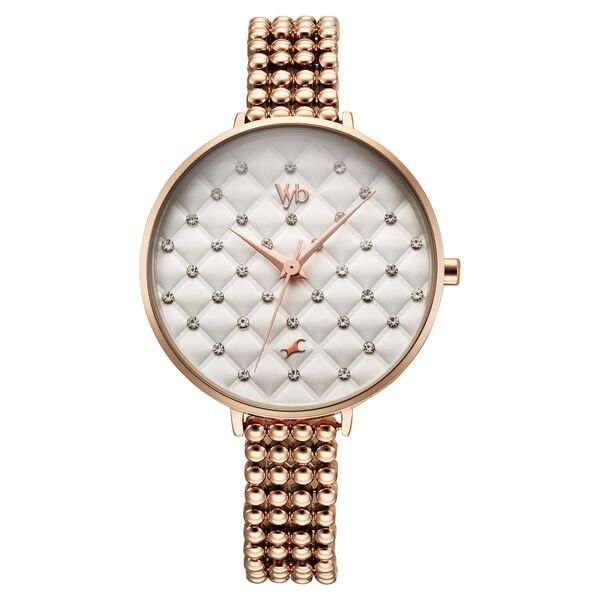 Vyb Iconique By Fastrack Quartz Analog White Dial Metal Strap Watch For Girls - image number 2