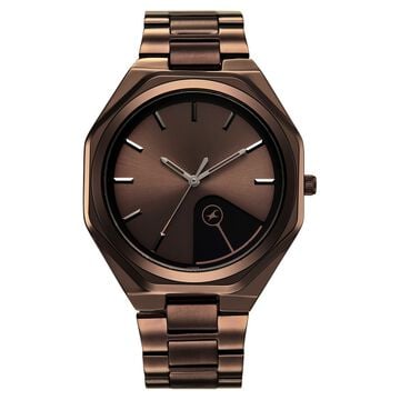 Fastrack 9 to Fine Analog with Brown Dial Metal Strap Watch for Guys
