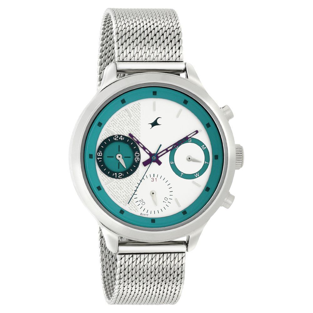 Fastrack Denim Quartz Multifunction White Dial Stainless Steel