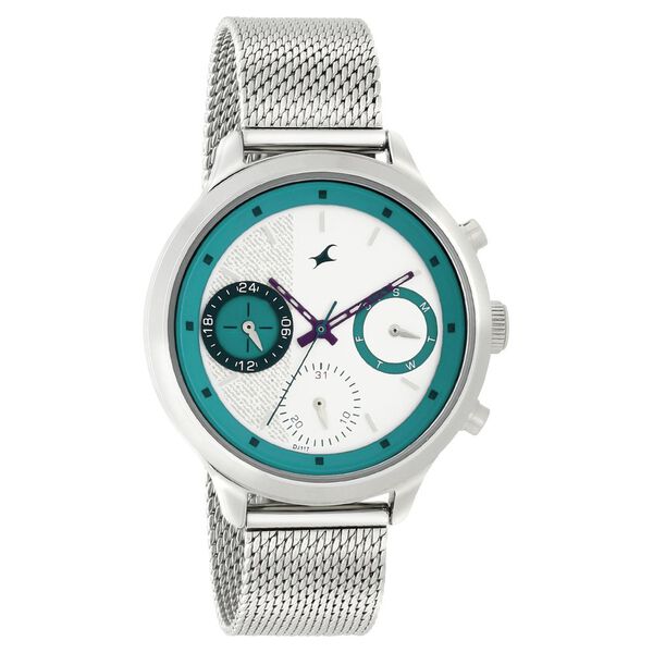 Fastrack Denim Quartz Multifunction White Dial Stainless Steel Strap Watch for Girls - image number 1