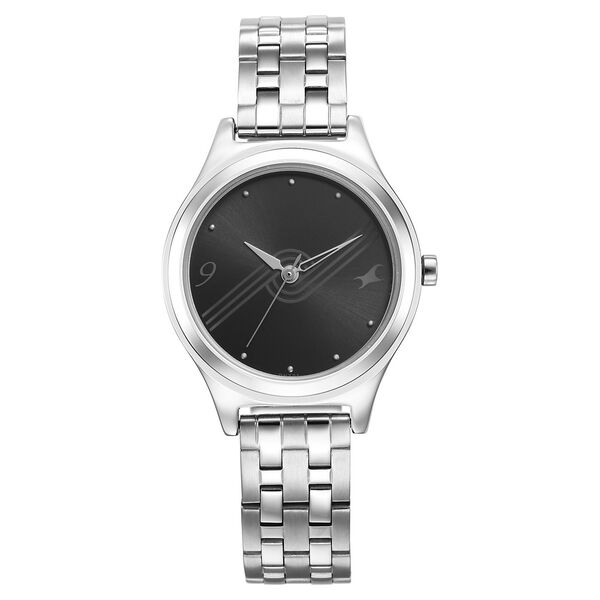 Fastrack Stunners Black Dial Metal Strap Watch for Girls - image number 0
