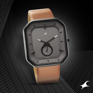 Fastrack After Dark Grey Dial Leather Strap Watch for Guys