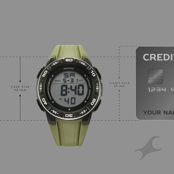 Fastrack StreetStyle Digital Dial Green Polyether Strap Watch For Unisex - image number 3