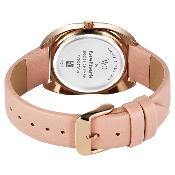 Vyb Muse By Fastrack Quartz Analog Pink Dial Leather Strap Watch For Girls - image number 5