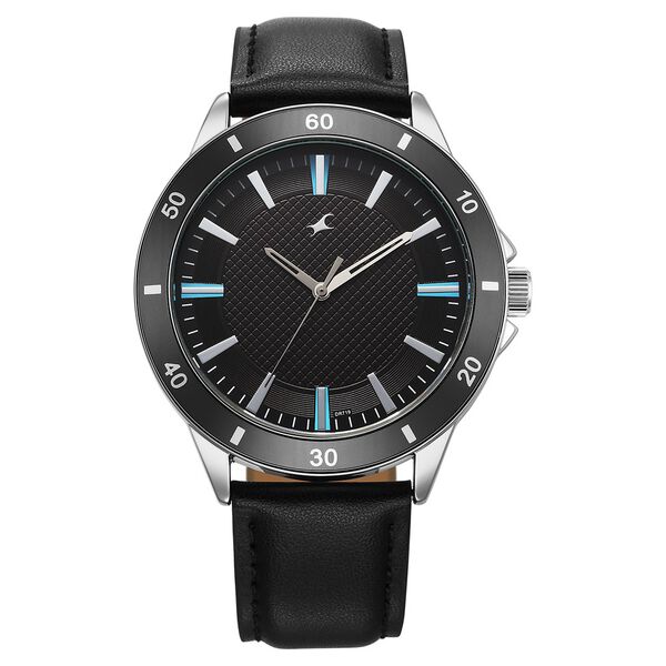 Fastrack Stunners X Quartz Analog Black Dial Leather Strap Watch For Guys - image number 0
