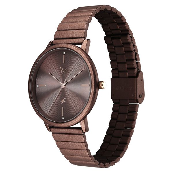 Fastrack Vyb Bliss Quartz Analog Brown Dial Metal Strap Watch For Girls - image number 4