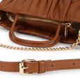 Gathered faux leather satchel - image number 8