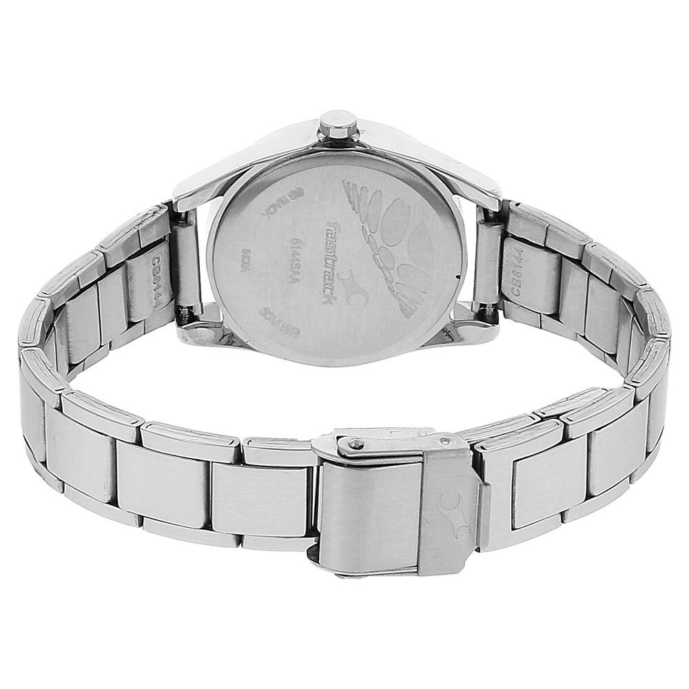 Buy Online Fastrack Quartz Analog Black Dial Stainless Steel Strap Watch for Girls nl6144sm01 Fastrack