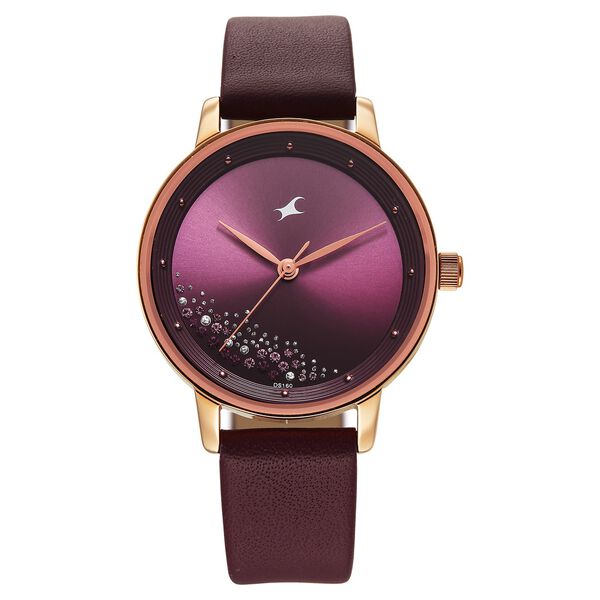 Fastrack Style Up Quartz Analog Maroon Dial Maroon Colour Leather Strap Watch For Girls - image number 0