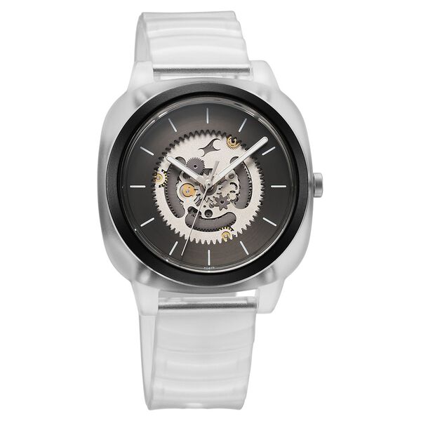 Fastrack Bare Quartz Analog Skeleton Unisex Watch With Anthracite Dial And Translucent Plastic Strap - image number 2