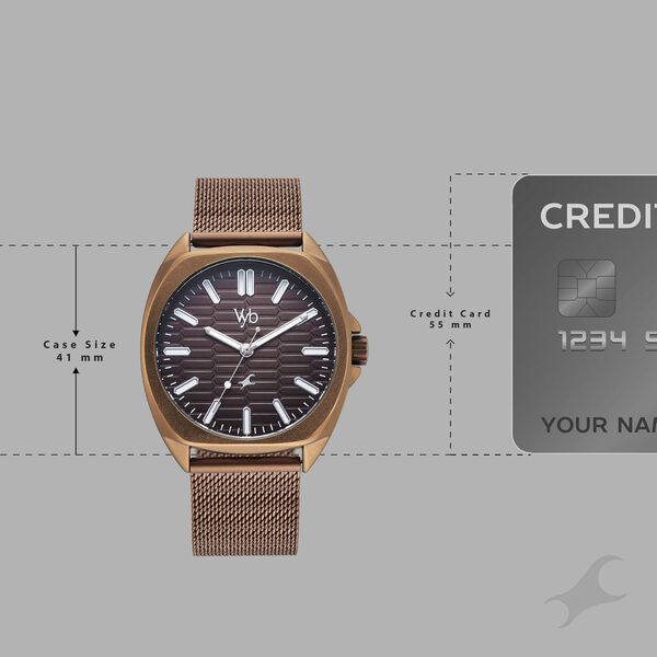 Vyb Aviator By Fastrack Quartz Analog Brown Dial Brown Stainless Steel Strap Watch For Guys - image number 3