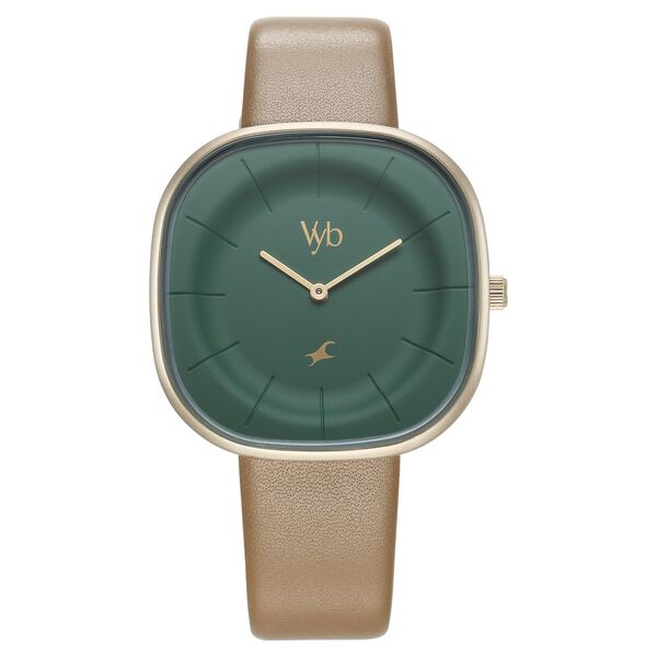 Fastrack Vyb Successor Quartz Analog Green Dial Leather Strap Watch For Girls - image number 1