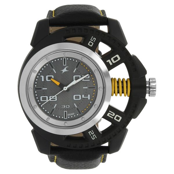 Fastrack Quartz Analog Grey Dial Leather Strap Watch for Guys - image number 0