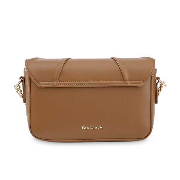 Fastrack Soft-Pleated Sling Bag with Metal Chain Accents  in Tan - image number 4