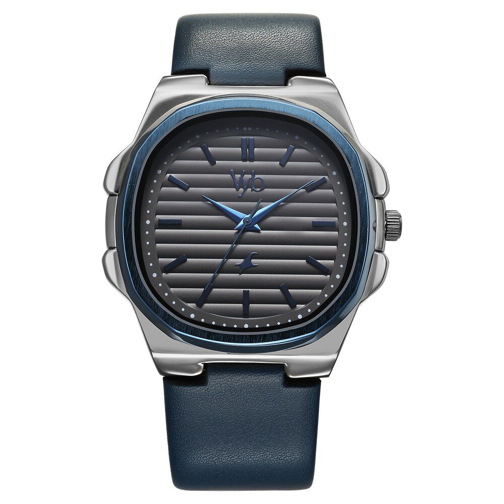 Buy Online Fastrack Vyb Drift Quartz Analog Grey Dial Blue Color Leather Strap Watch For Guys fv30011kl01w p Fastrack