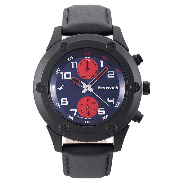 Fastrack Modular Quartz Analog Blue Dial Leather Strap Watch for Guys - image number 1