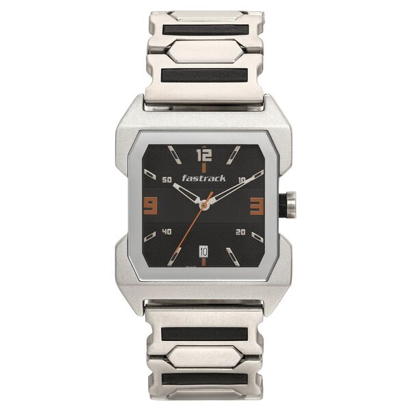 Fastrack Hitlist Quartz Analog with Date Black Dial Stainless Steel Strap Watch for Guys - image number 1