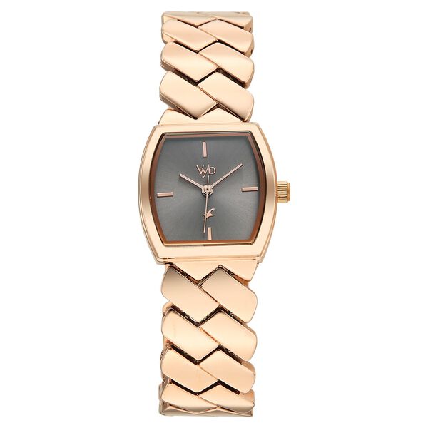 Vyb Showstopper By Fastrack Quartz Analog Grey Dial Rose Gold Metal Strap Watch For Girls - image number 0