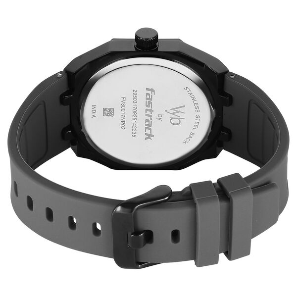 Vyb Rebel By Fastrack Quartz Analog Black Dial Grey Silicone Strap Watch For Guys - image number 6