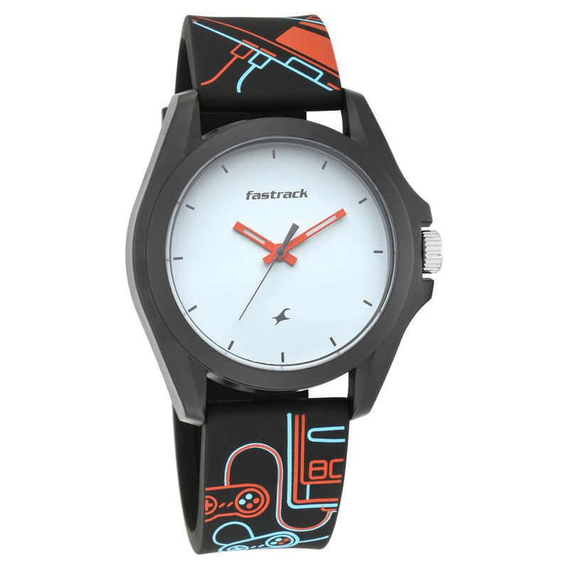 Buy Online Fastrack Arcade Quartz Analog White Dial Silicone Strap